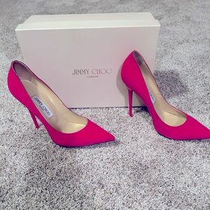 Jimmy Choo fuchsia suede pumps
